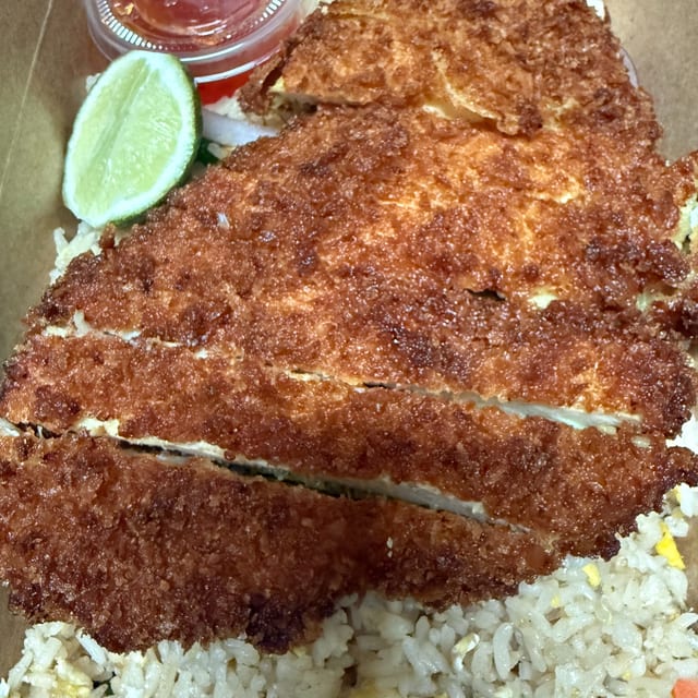 Deep Fried Battered Chicken Fried Rice.