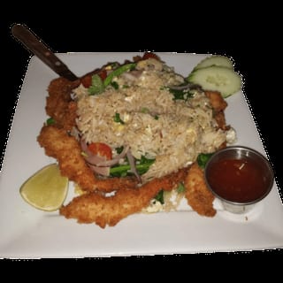 Deep Fried Battered Prawns Fried Rice